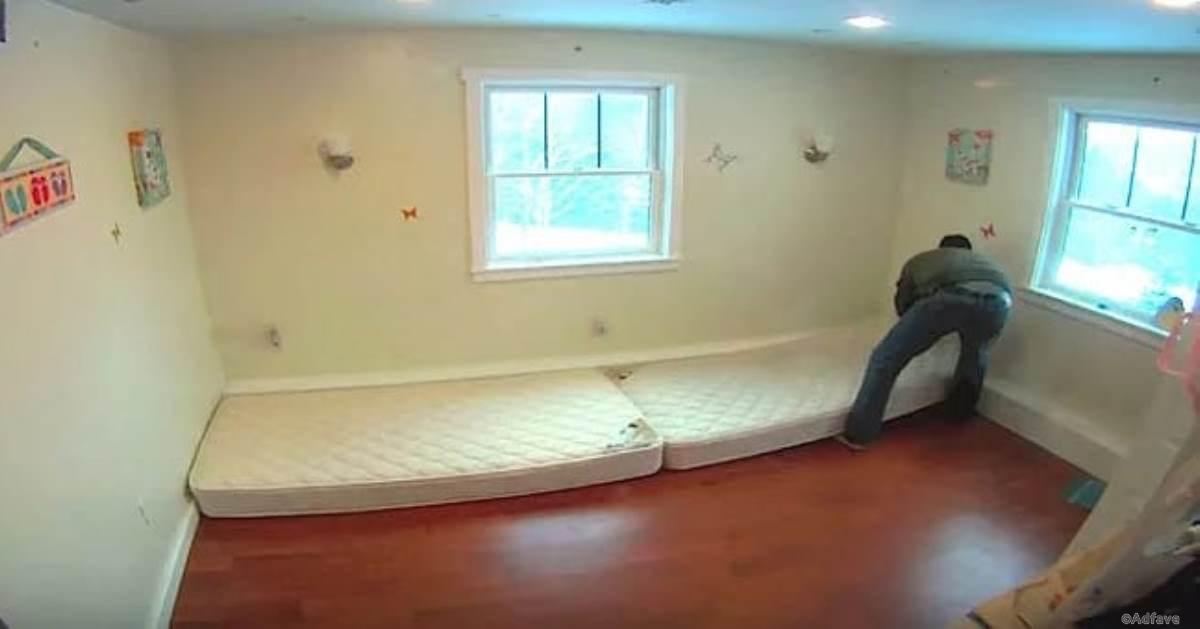Tēvs novietoja divus matračus pie sienas. Tas, ko viņš paveica turpmāk, sajūsmina!